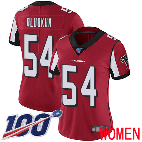 Atlanta Falcons Limited Red Women Foye Oluokun Home Jersey NFL Football #54 100th Season Vapor Untouchable->women nfl jersey->Women Jersey